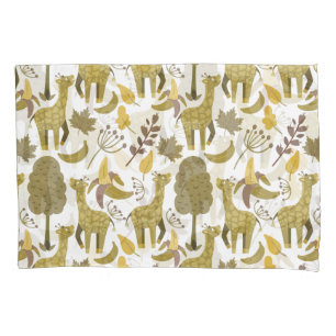 Seamless pattern Giraffe yellow white background Pillowcase