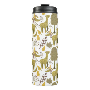 Seamless pattern Giraffe yellow white background Thermal Tumbler