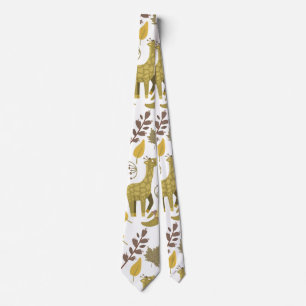 Seamless pattern Giraffe yellow white background Tie