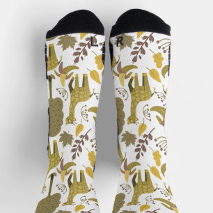 Seamless pattern Giraffe yellow white background W Socks