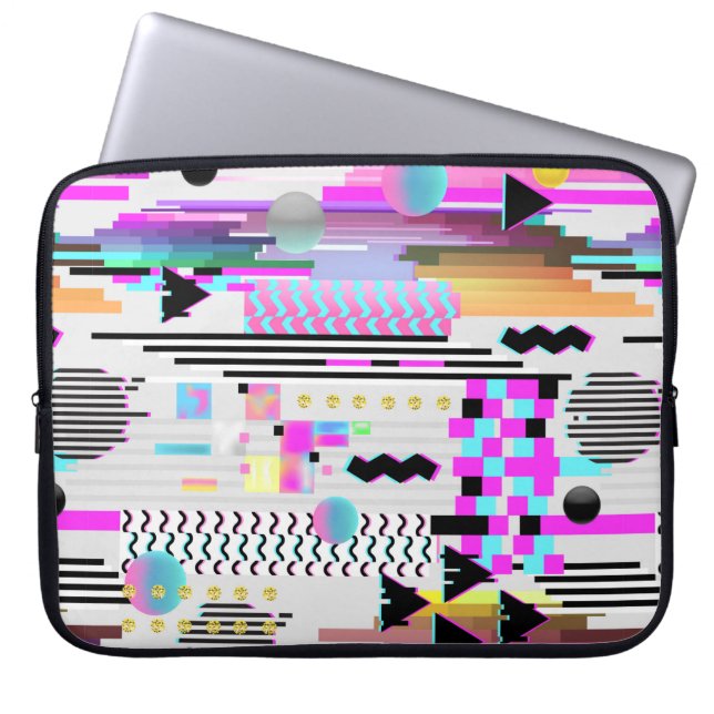 Seamless Pattern Glitch Design. Cyberpunk Digital  Laptop Sleeve (Front)