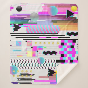 Seamless Pattern Glitch Design. Cyberpunk Digital Sherpa Blanket