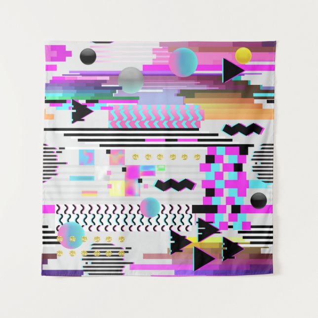 Seamless Pattern Glitch Design. Cyberpunk Digital  Tapestry (Front)