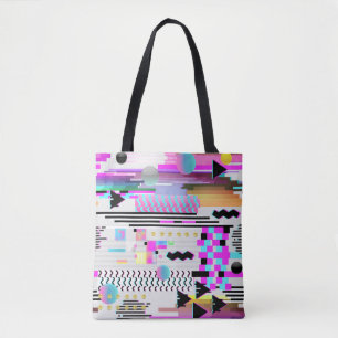 Seamless Pattern Glitch Design. Cyberpunk Digital Tote Bag