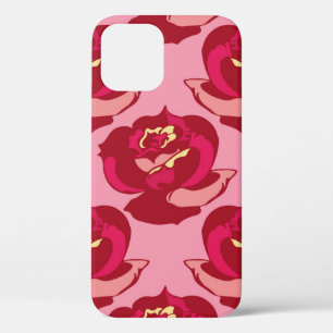 Seamless pattern gold burgundy roses vintage beaut iPhone 12 case
