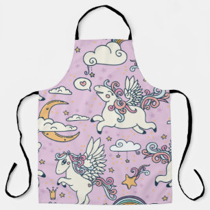 Seamless pattern, good night, cute cartoon pegasus apron