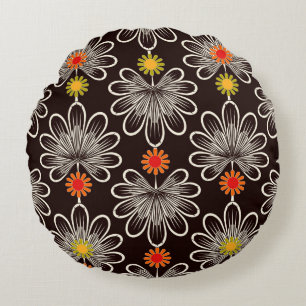Seamless pattern graphic ornament. Floral stylish Round Cushion