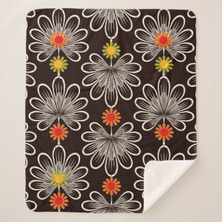 Seamless pattern graphic ornament. Floral stylish Sherpa Blanket