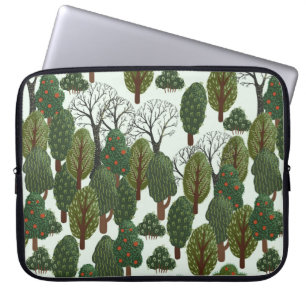 Seamless pattern, green forest with different tree laptop sleeve