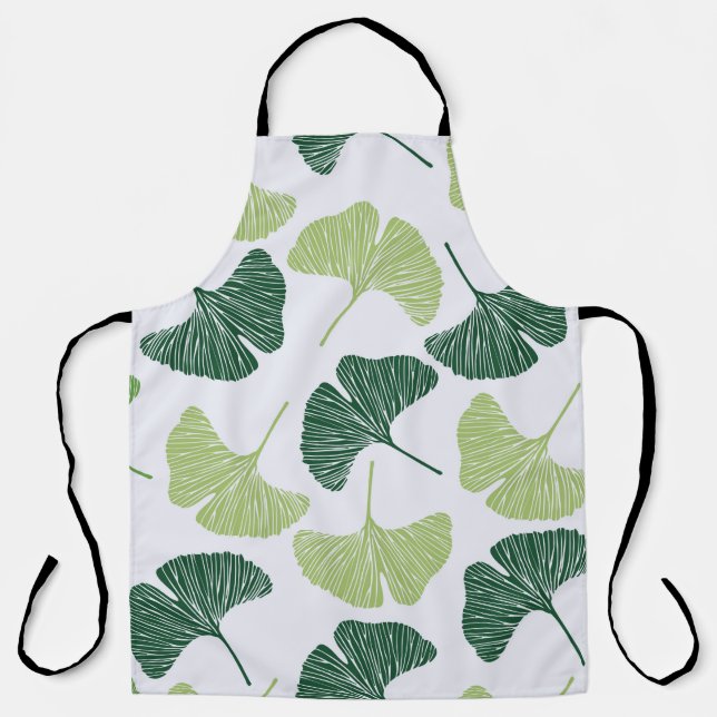 Seamless pattern Green ginkgo biloba  Apron (Front)