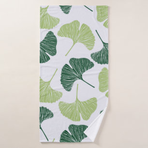 Seamless pattern Green ginkgo biloba  Bath Towel