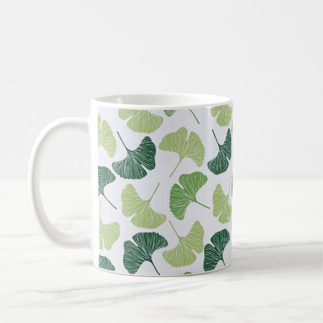 Seamless pattern Green ginkgo biloba  Coffee Mug (Left)