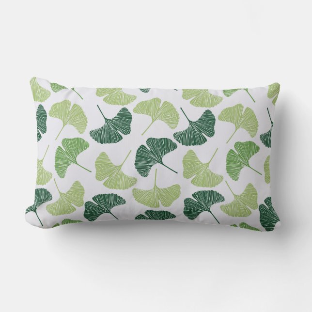 Seamless pattern Green ginkgo biloba  Lumbar Cushion (Front)