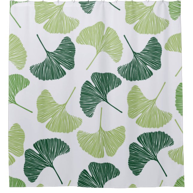 Seamless pattern Green ginkgo biloba  Shower Curtain (Front)