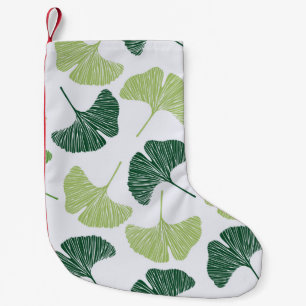 Seamless pattern Green ginkgo biloba Small Christmas Stocking
