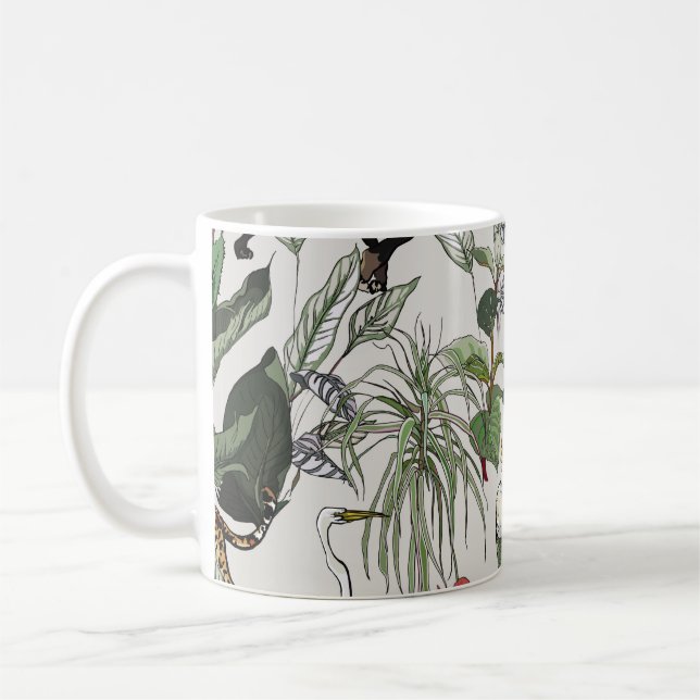 Seamless Pattern Hand Drawn Botanical Illustration Coffee Mug (Left)