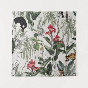 Seamless Pattern Hand Drawn Botanical Illustration Tapestry