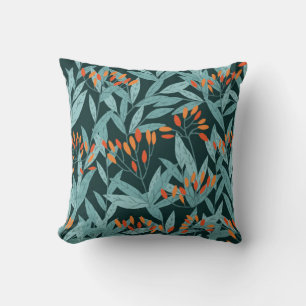 Seamless pattern hand drawn tree branches with lea cushion