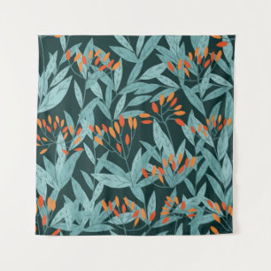 Seamless pattern hand drawn tree branches with lea tapestry