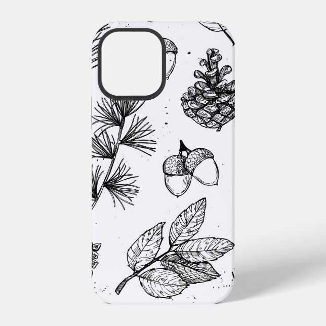 Seamless pattern. Hand drawn vintage illustrations iPhone Case (Back)