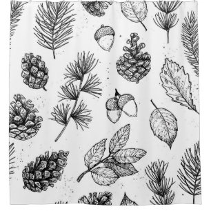Seamless pattern. Hand drawn vintage illustrations Shower Curtain