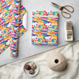 Seamless Pattern Happy Birthday Party Wrapping Paper