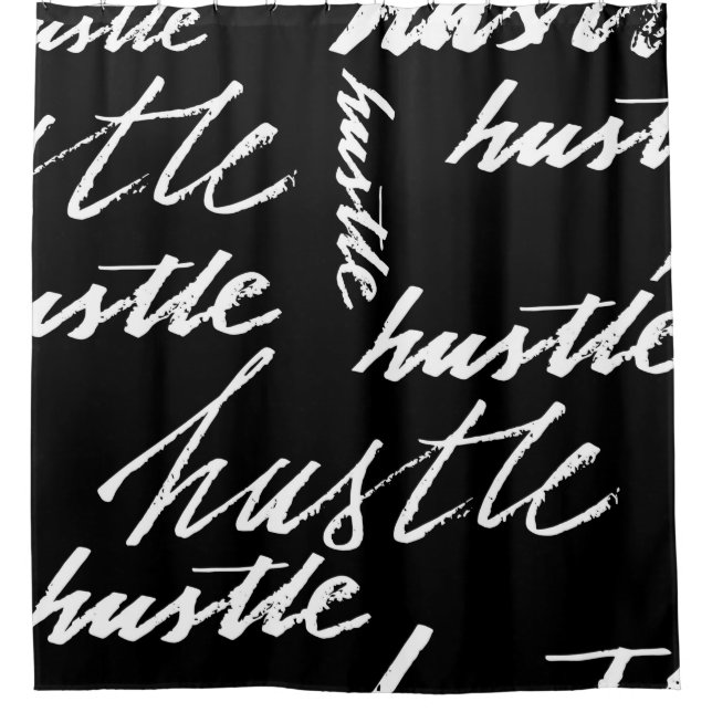 Seamless pattern hustle text grunge music handwrit shower curtain (Front)