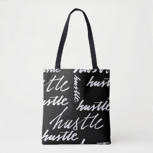 Seamless pattern hustle text grunge music handwrit tote bag