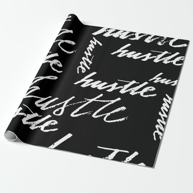 Seamless pattern hustle text grunge music handwrit wrapping paper (Unrolled)