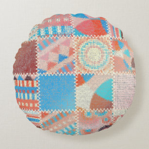 Seamless pattern. Imitation of a patchwork pattern Round Cushion