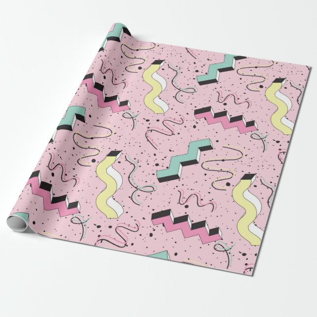 Seamless pattern in bright abstract retro style wrapping paper (Unrolled)
