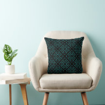 Seamless Pattern In Bright Turquoise On Black