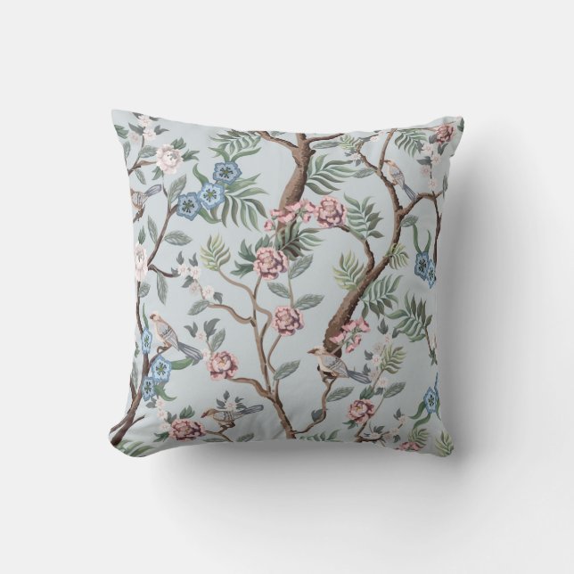 Seamless pattern in chinoiserie style with peonies cushion (Front)