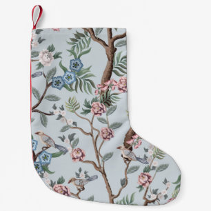 Seamless pattern in chinoiserie style with peonies small christmas stocking