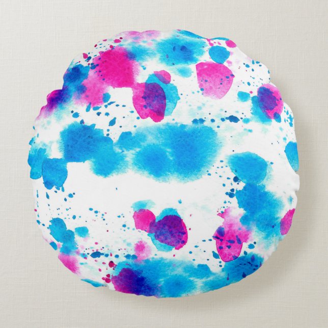 Seamless pattern in grunge style with stains water round cushion (Front)