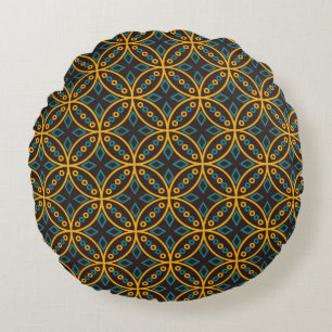 Seamless pattern in Indonesian batik style on the Round Cushion