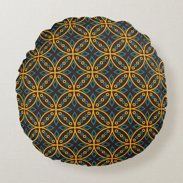 Seamless pattern in Indonesian batik style on the  Round Cushion (Front)