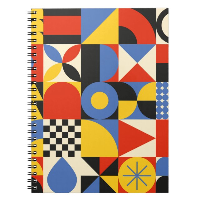 Seamless pattern in neogeo style. Simple geometric Notebook (Front)