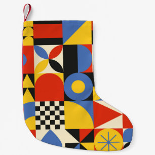 Seamless pattern in neogeo style. Simple geometric Small Christmas Stocking