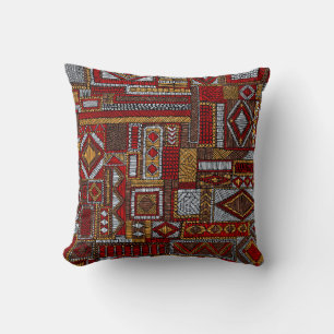Seamless pattern in patchwork style. Embroidered E Cushion