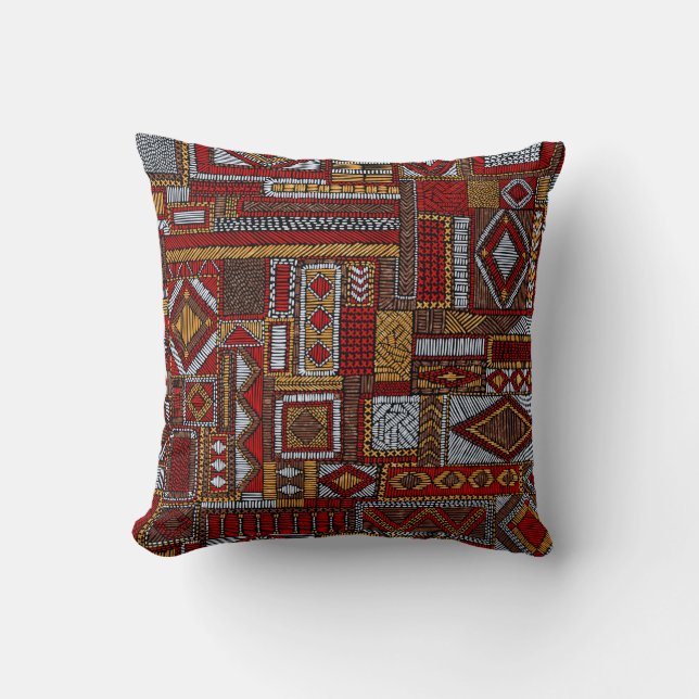 Seamless pattern in patchwork style. Embroidered E Cushion (Front)
