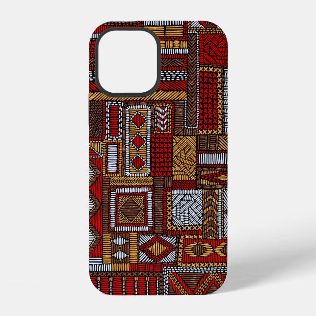 Seamless pattern in patchwork style. Embroidered E iPhone Case (Back)