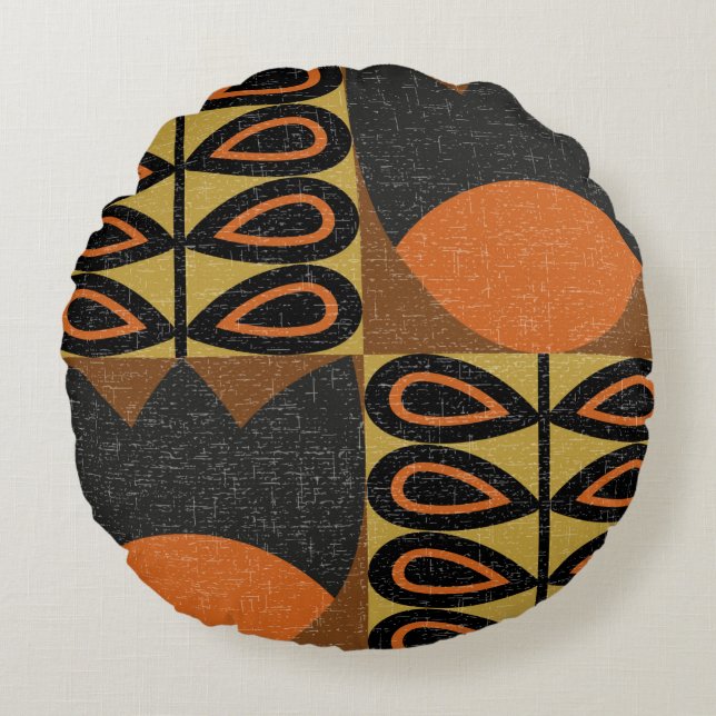seamless pattern in scandinavian design style. Ret Round Cushion (Front)
