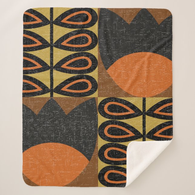 seamless pattern in scandinavian design style. Ret Sherpa Blanket (Front)