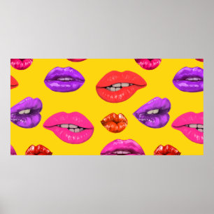 Seamless pattern in the 80's style, colored glamor poster