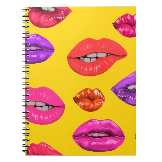 Seamless pattern in the 80's style, coloured glamo notebook (Front)
