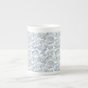 Seamless pattern in trendy colours with seashells bone china mug