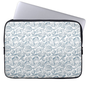 Seamless pattern in trendy colours with seashells laptop sleeve