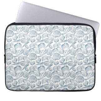 Seamless pattern in trendy colours with seashells  laptop sleeve