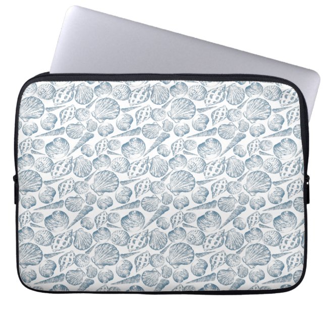 Seamless pattern in trendy colours with seashells  laptop sleeve (Front)